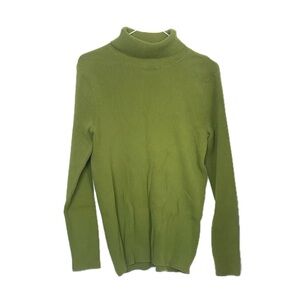 Lands’ End vibrant light green ribbed turtleneck size Large